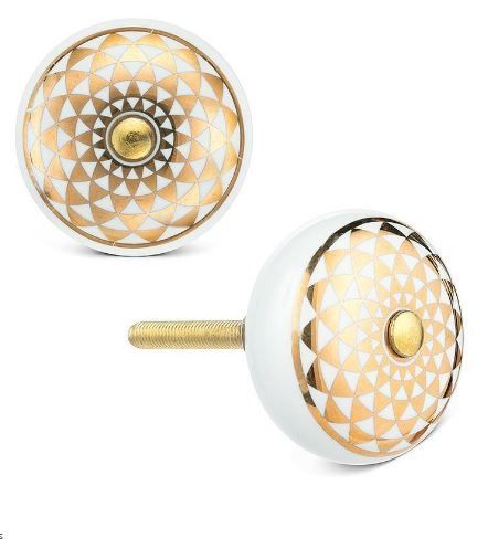 Knob - Gold + White Kaleidoscope