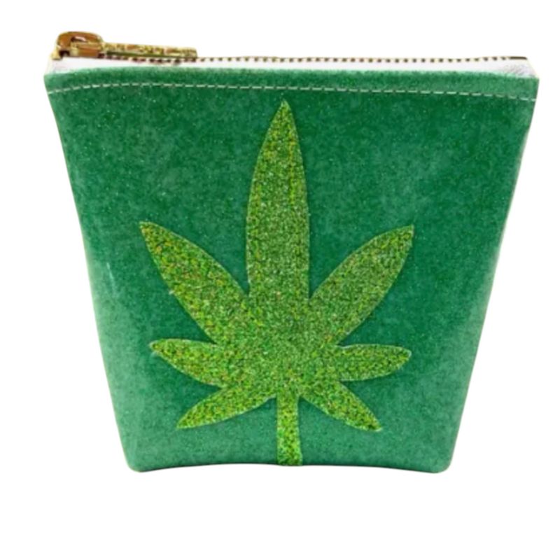 Julie Mollo Small Bag: Green with Weed Leaf