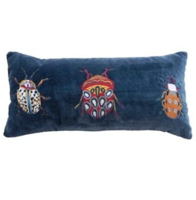 Pillow - Lumbar: Embroidered Beetles