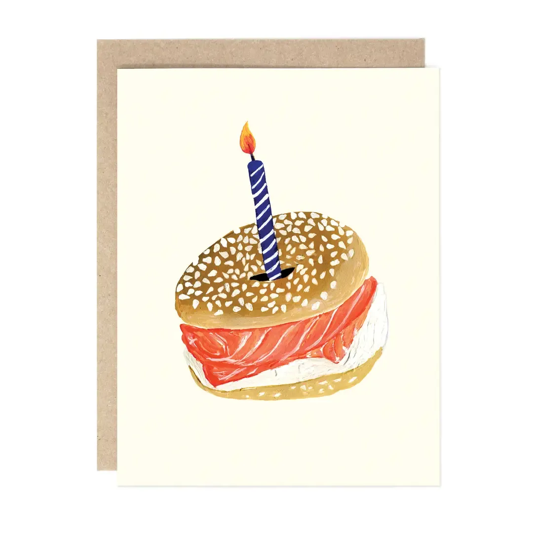 Card - Birthday: Bagel w candle