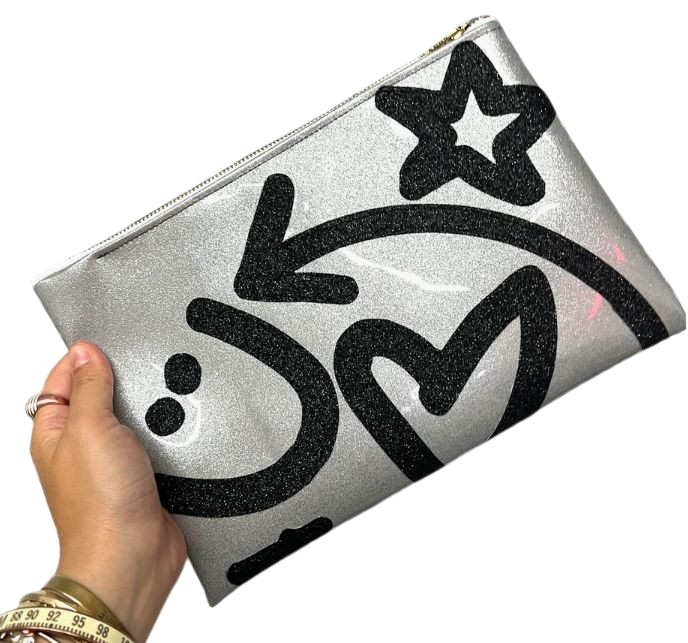 Julie Mollo Oversized Clutch: Silver Doodle