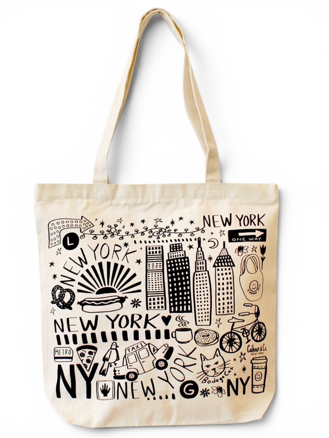 Tote - Canvas w Zipper: Calhoun New York City Black