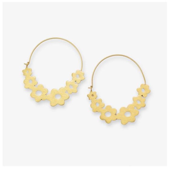 Earrings - Hoop: Maeve Brass Floral Wrapped
