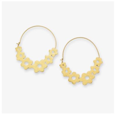 Earrings - Hoop: Maeve Brass Floral Wrapped