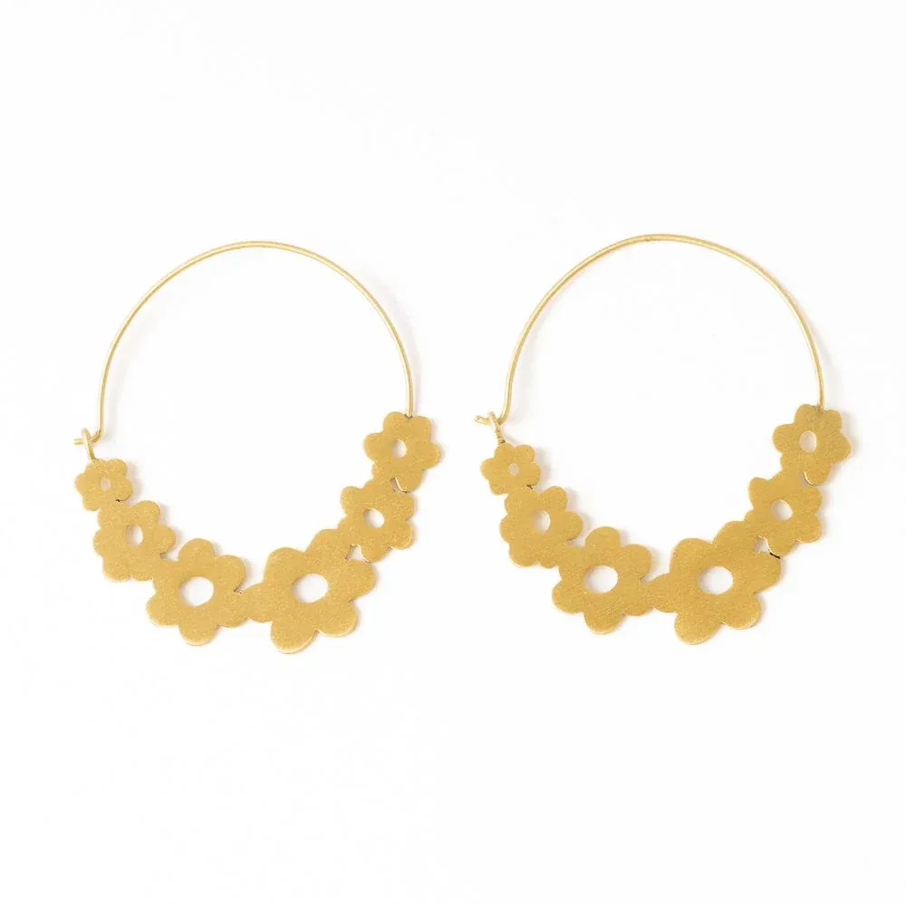 Earrings - Hoop: Maeve Brass Floral Wrapped