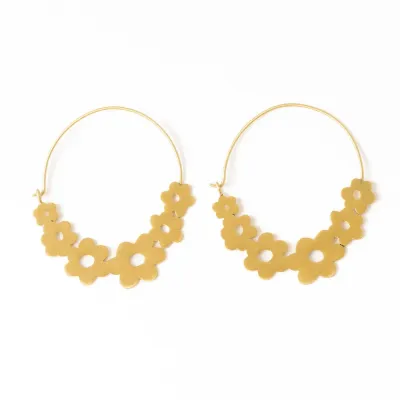 Earrings - Hoop: Maeve Brass Floral Wrapped