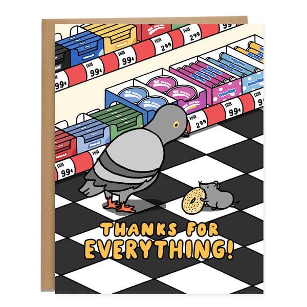 Card - Thank You: Thanks For Everything Pigeon &amp; Rat NYC