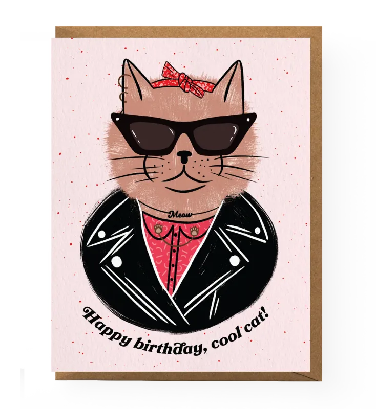 Card - Birthday: Cool Cat w/ Sunglasses