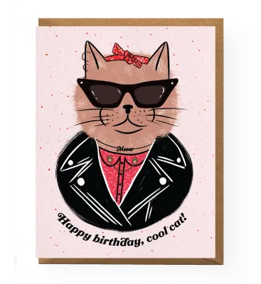 Card - Birthday: Cool Cat w/ Sunglasses