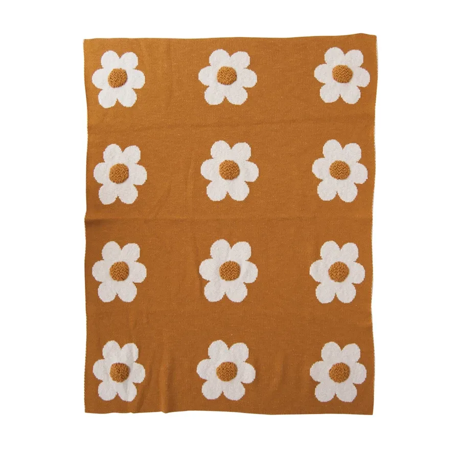 Baby Blanket - Knit Flowers