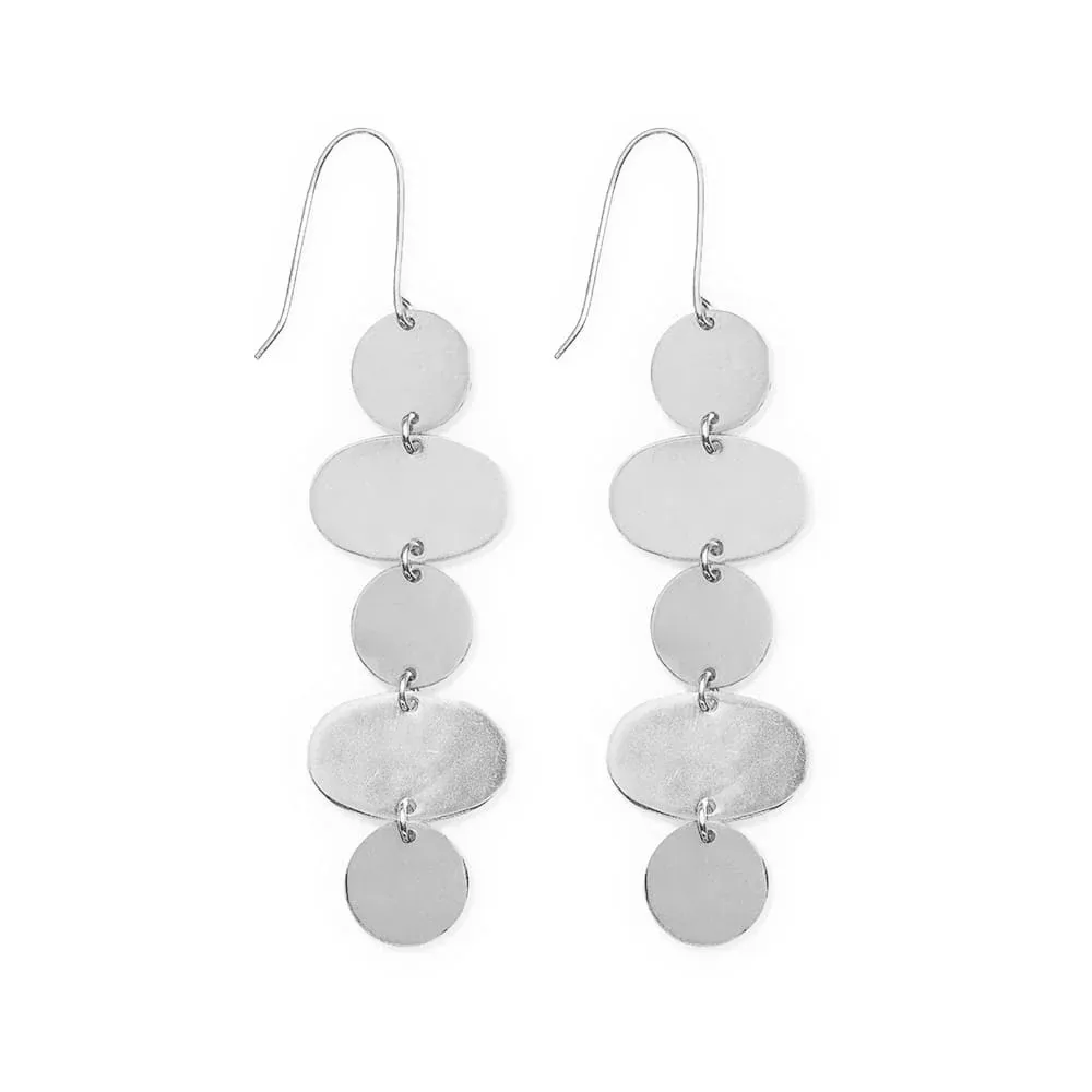 Earrings - Dangle: Silver Circles and Ovals