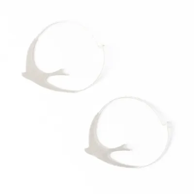 Earrings - Circle Bird Silver Hoop