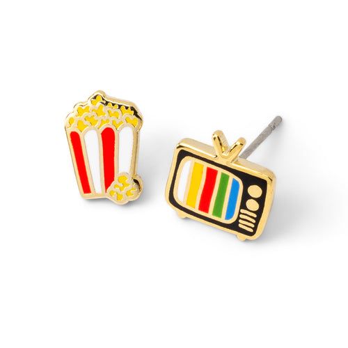 Earrings - Stud: Movie Night Popcorn/TV