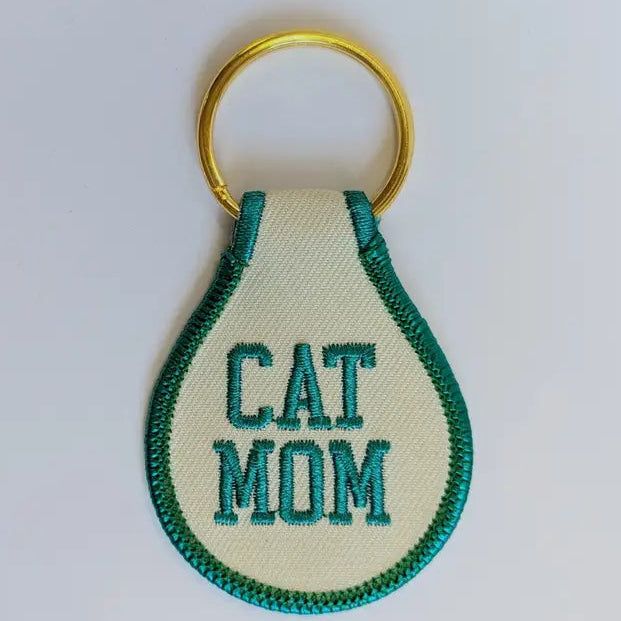 Keyring - Fabric embroidered CAT MOM