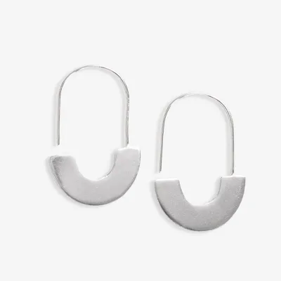Earrings - Maggie Half Circle Silver