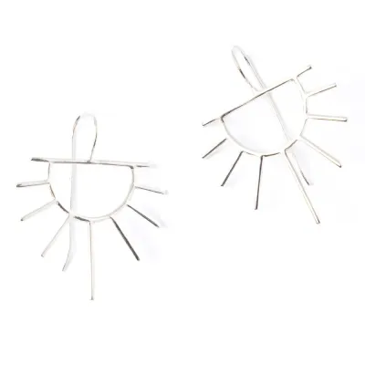Earrings - Silver: Gretchen/Threader, Half Sun