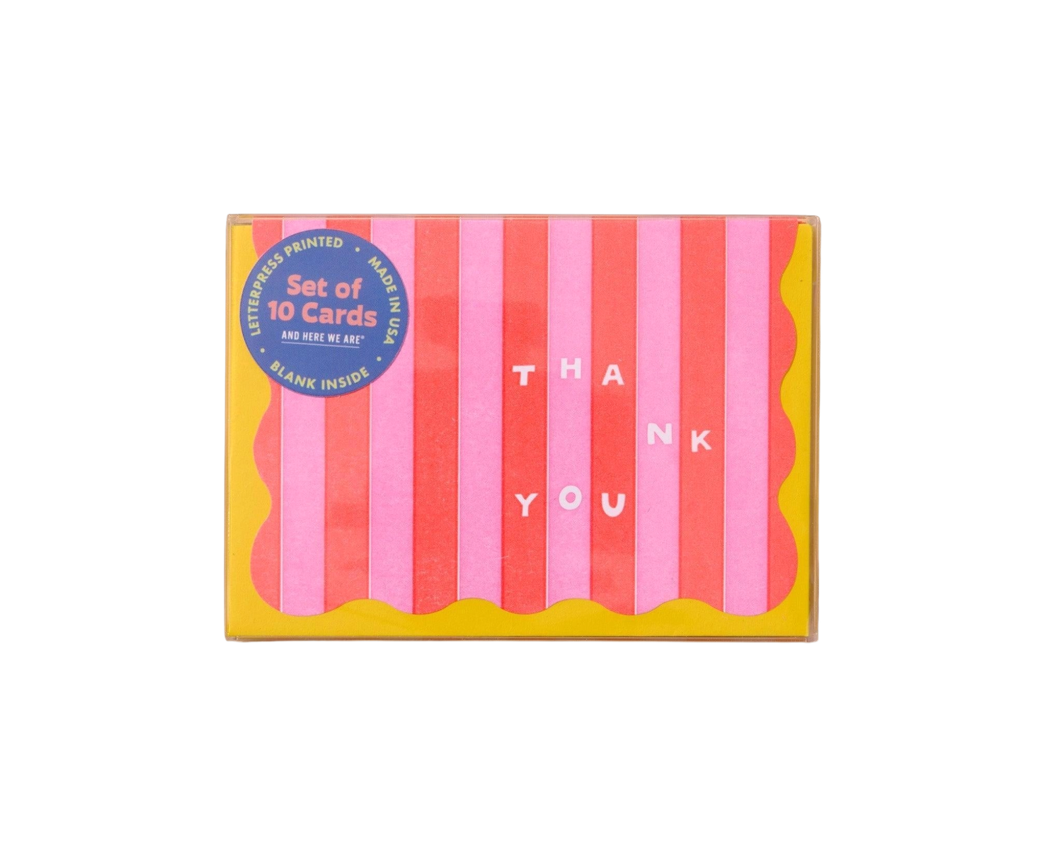 Boxed Cards - Thank You: Stripe Scalloped Red/Pink (10)