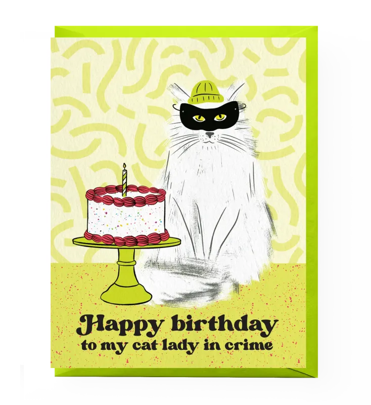 Card - Birthday: Cat Lady in Crime