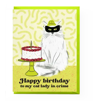 Card - Birthday: Cat Lady in Crime