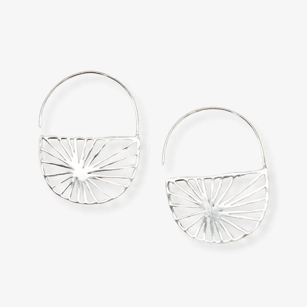 Earrings - Maggie Sunburst Hoop Silver