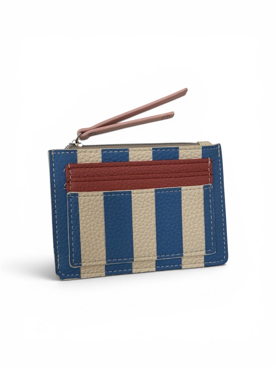 Wallet - Short Patch Purse: Blue/Cream Stripe