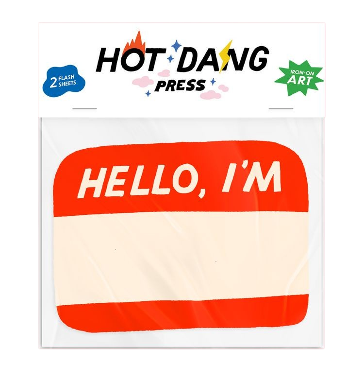 Iron On Art - Double: Hello I'm Blank