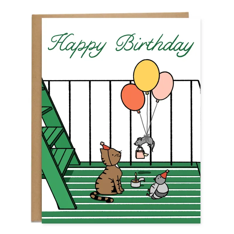 Card - Birthday: Fire Escape Birthday Party