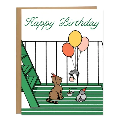 Card - Birthday: Fire Escape Birthday Party
