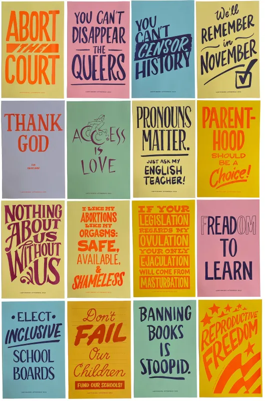 Protest Poster Prints - Part Two: Blue Set of 16