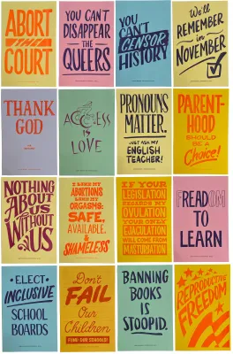 Protest Poster Prints - Part Two: Blue Set of 16