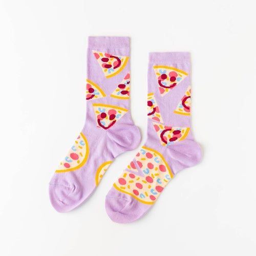 Socks - Women's Crew: Pizza Face