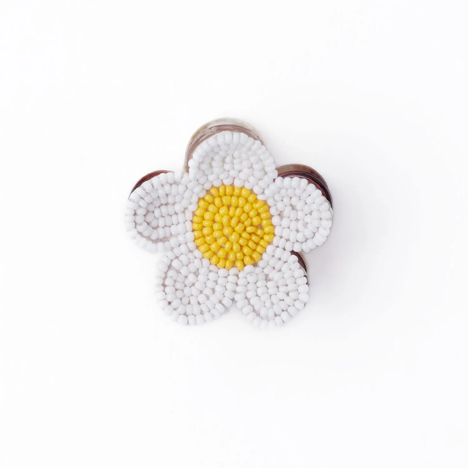 Hair Claw - Beaded Flower: White and Yellow