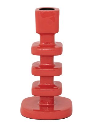 Candle Holder - Enameled Coral