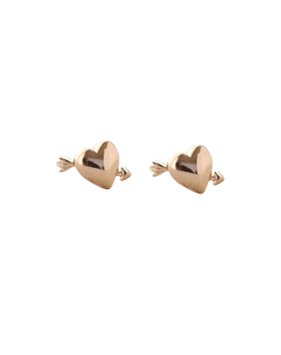 Earrings - Stud: Gold Heart with Arrow