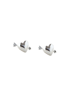 Earrings - Stud: Silver Heart with Arrow