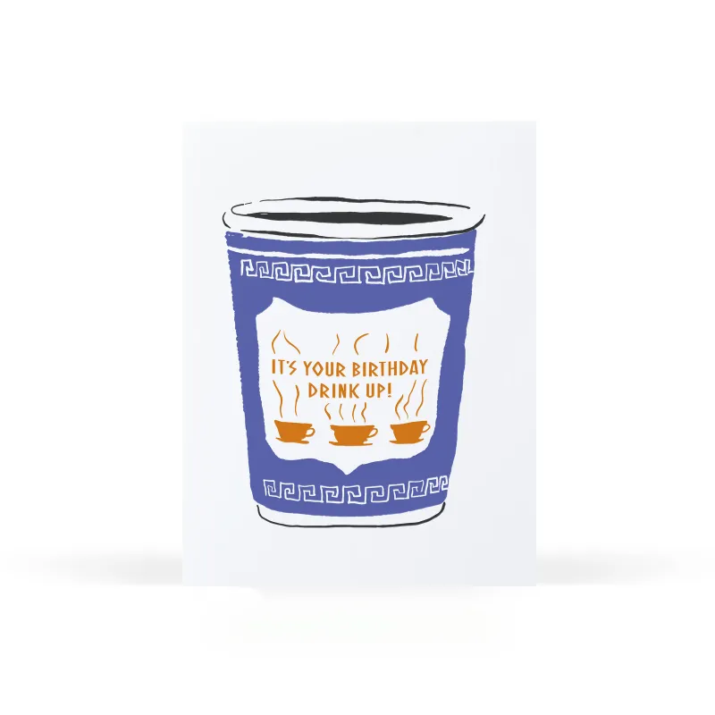 Card - Birthday: Drink Up NYC Coffee Cup