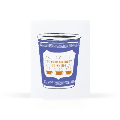Card - Birthday: Drink Up NYC Coffee Cup