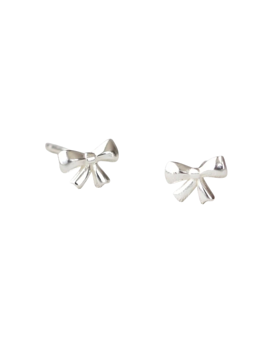 Earrings - Stud: Silver Bow