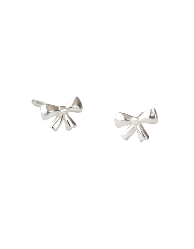 Earrings - Stud: Silver Bow