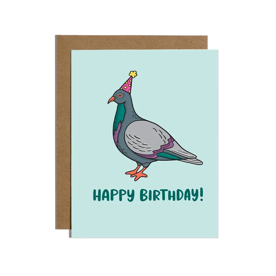 Card - Birthday: Party Hat Pigeon