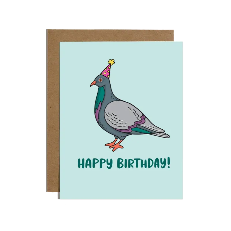 Card - Birthday: Party Hat Pigeon
