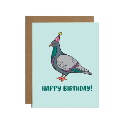 Card - Birthday: Party Hat Pigeon
