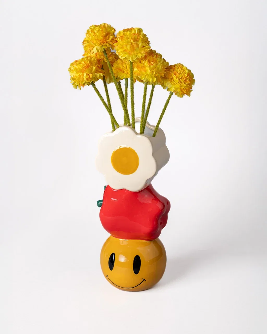 Vase - Stacked Fun Smile, Apple, Flower