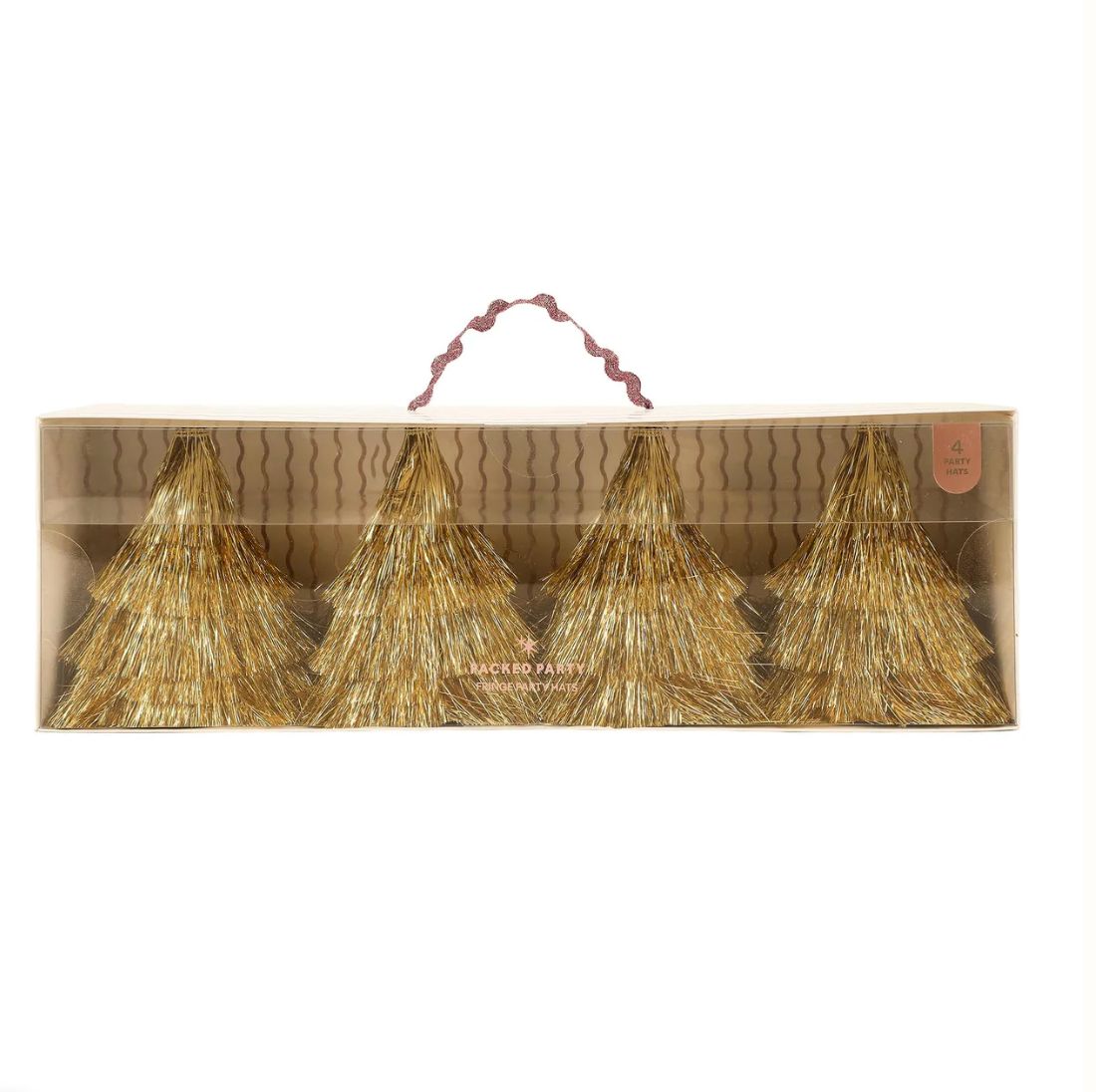 Party Hats - set of 4: Golden Girl Gold Fringe