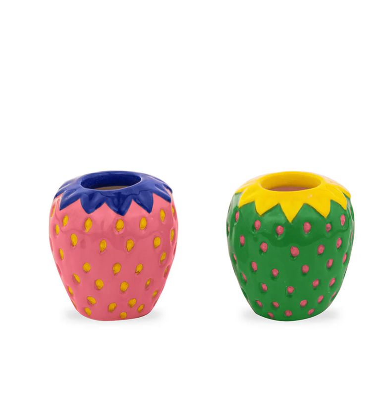 Candle Holder - Set of 2: Strawberries