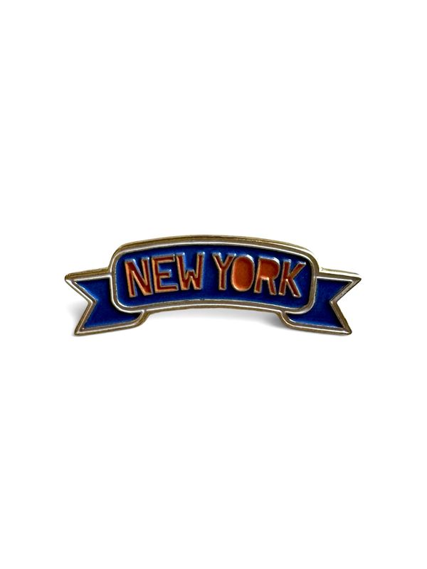 Enamel Pin - New York Banner Orange and Blue