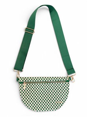 Crossbody Bag - Woven Checkered Emerald