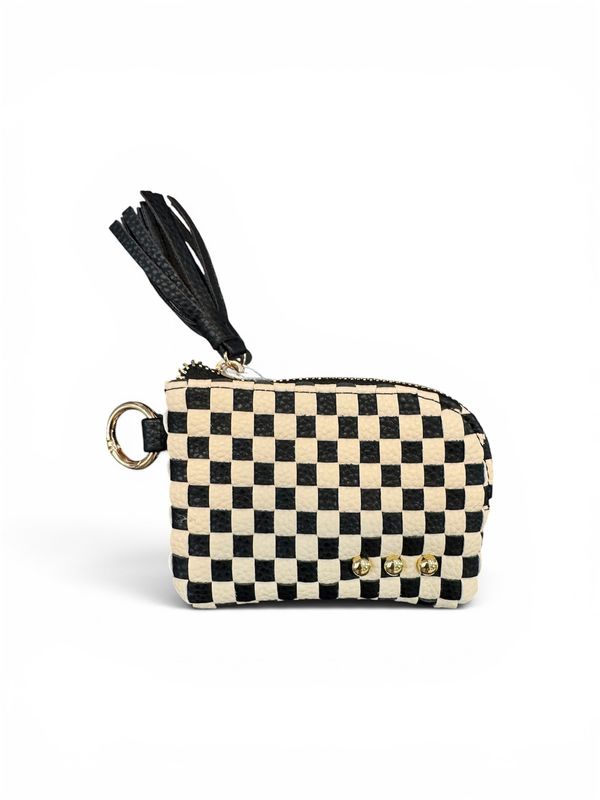 Card Wallet - Woven Black Checkered