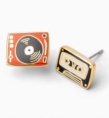 Earrings - Stud: YOW Record Player and Tape