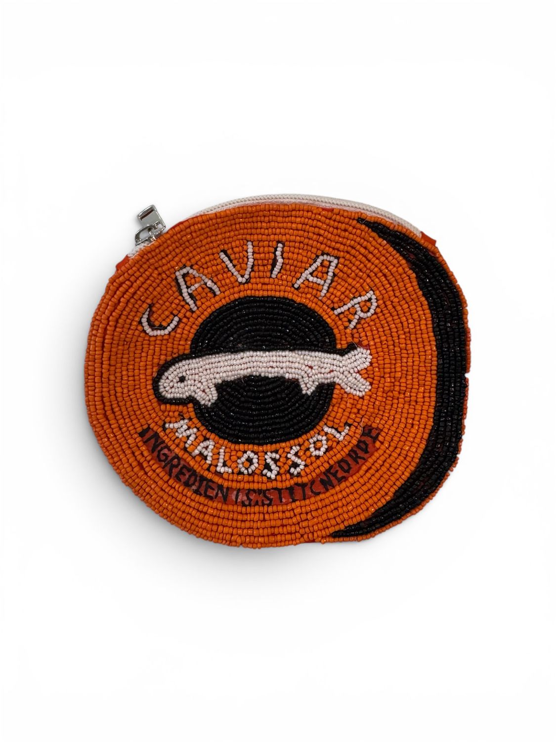 Beaded Coin Wallet - Caviar
